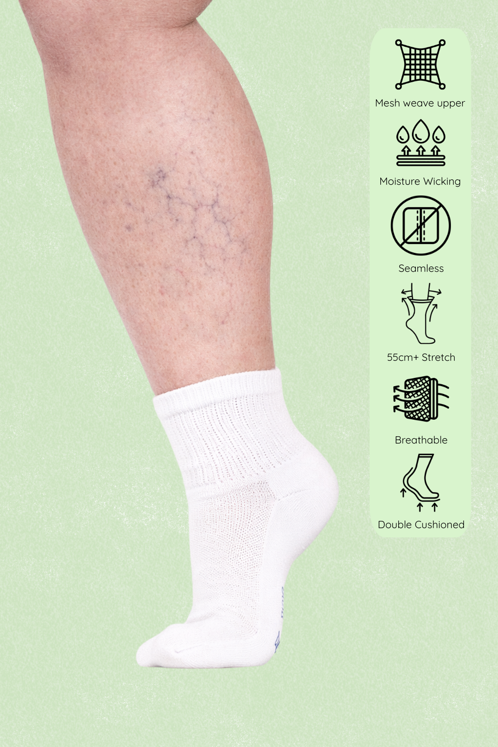 Comfysock Extra Stretch - 1/4 Crew Length