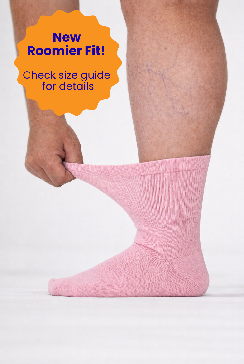 Extra Stretch Diabetic Friendly Socks  | Crew Length