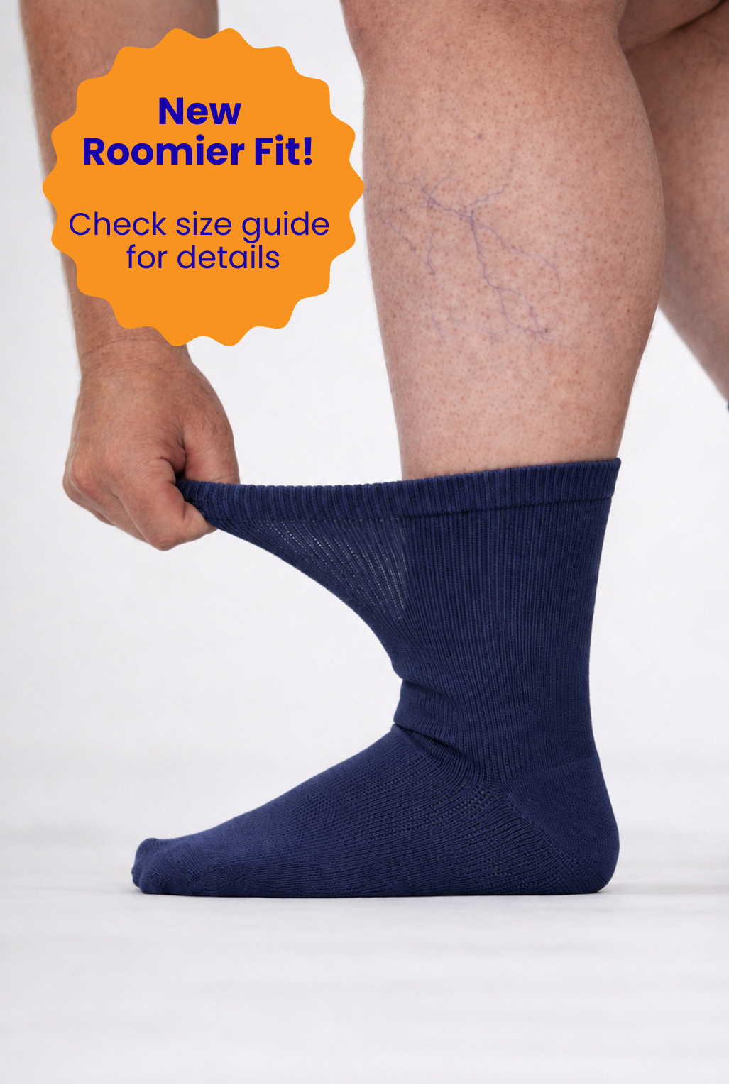 Extra Stretch Diabetic Friendly Socks  | Crew Length