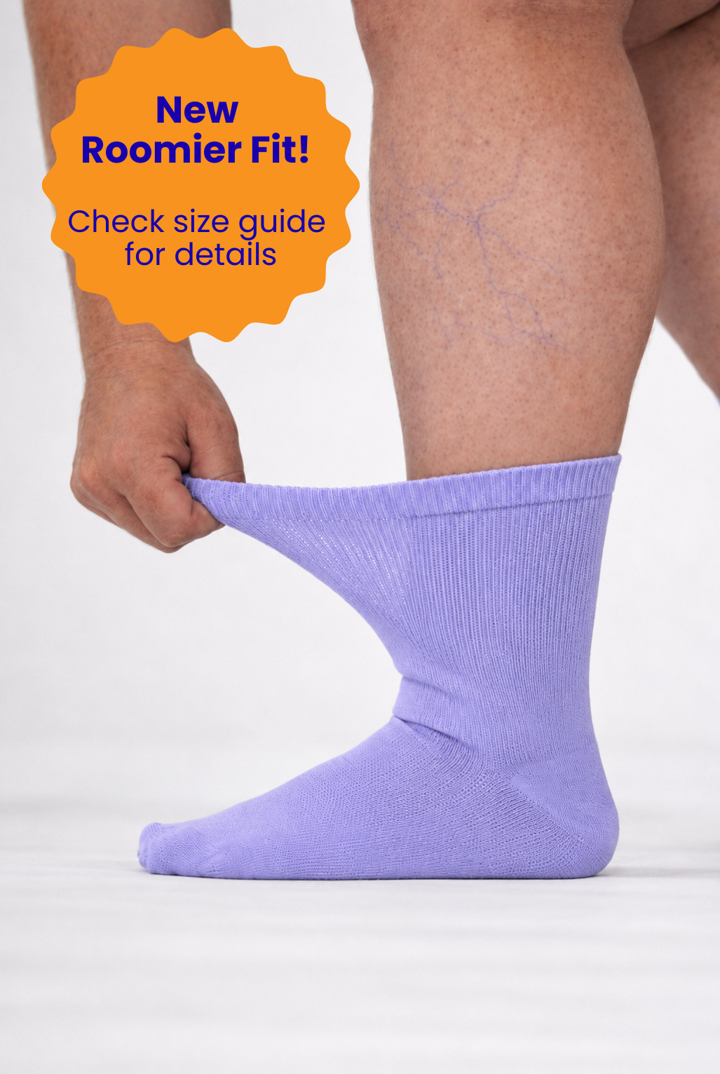 Extra Stretch Diabetic Friendly Socks  | Crew Length