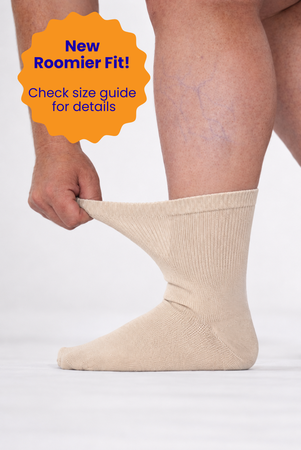 Extra Stretch Diabetic Friendly Socks  | Crew Length