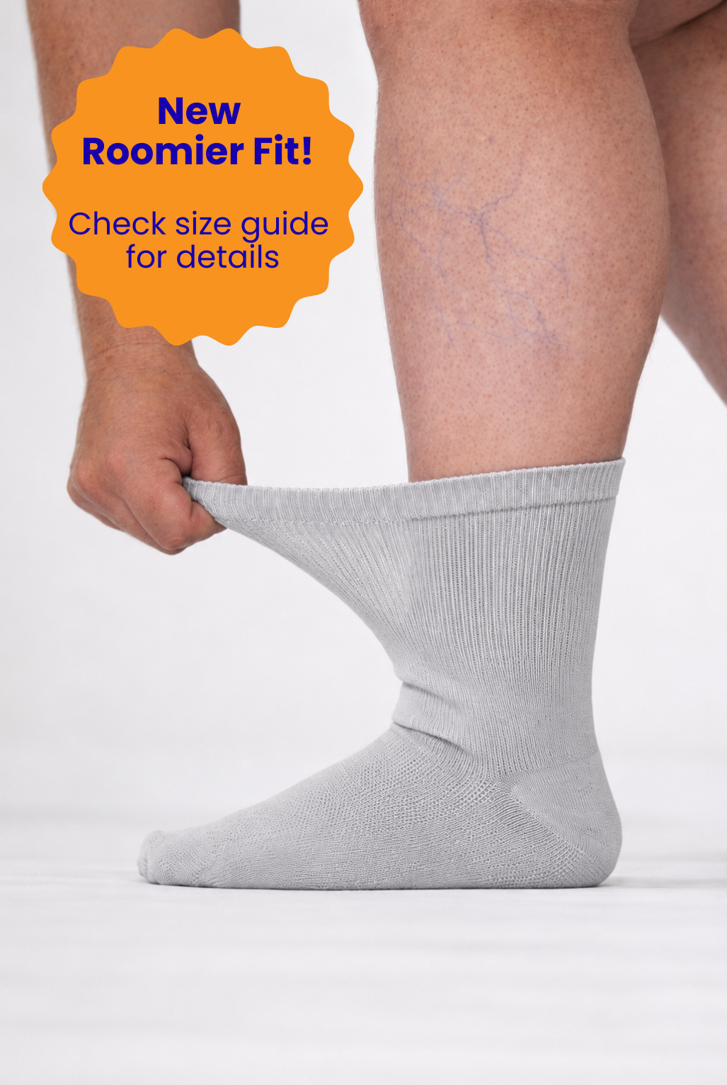 Extra Stretch Diabetic Friendly Socks  | Crew Length