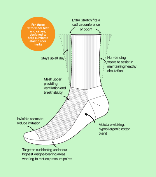 Shop Extra Stretch Socks in AUS | Ultimate Comfort Socks | Diafeetez